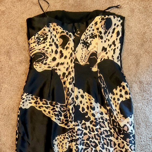 Kay Unger One Of A Kind Strapless Silk Leopard Dress - Picture 9 of 11